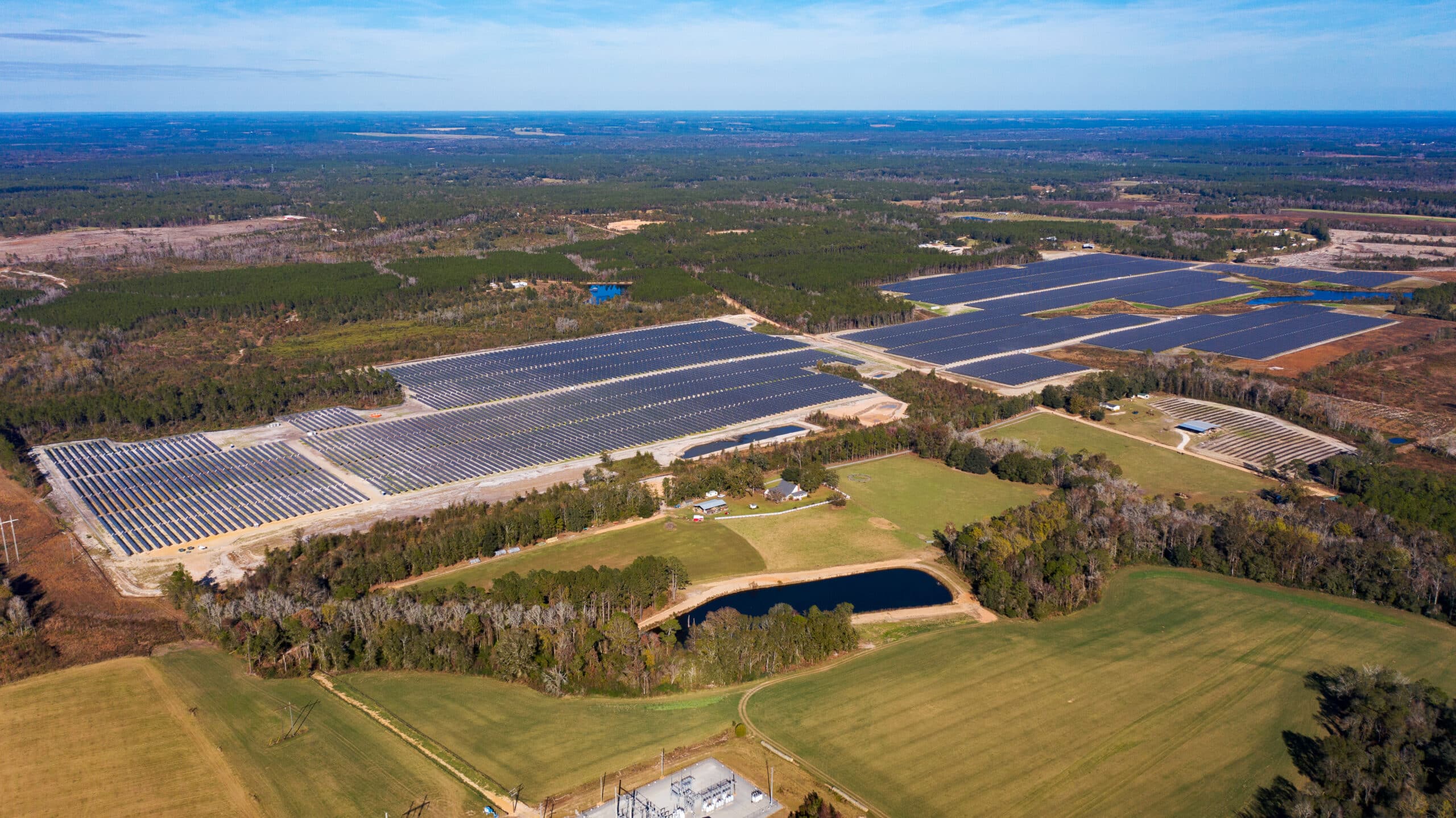 aerial shot of Appling Solar Farm in Appling County