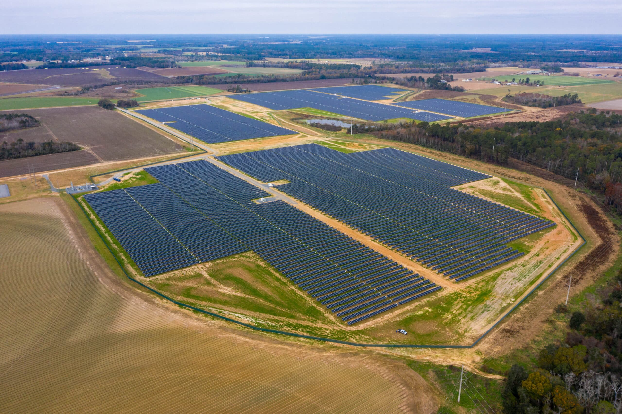 aerial shot of Odom Solar Farm