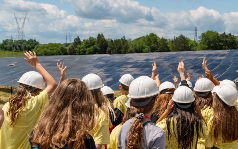 Students at the White Pine Solar Farm